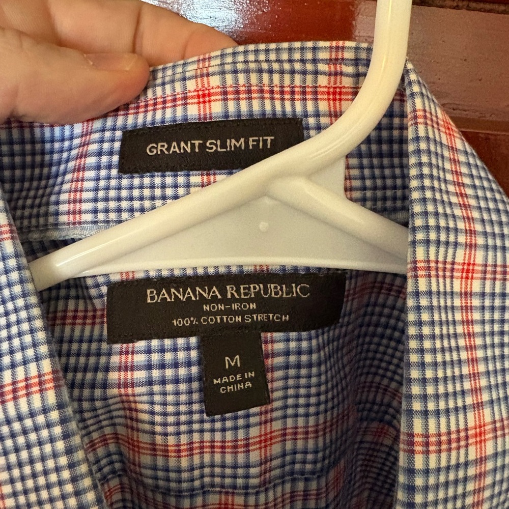 Banana Republic Men's Grant Slim Fit Shirt - Blue and orange